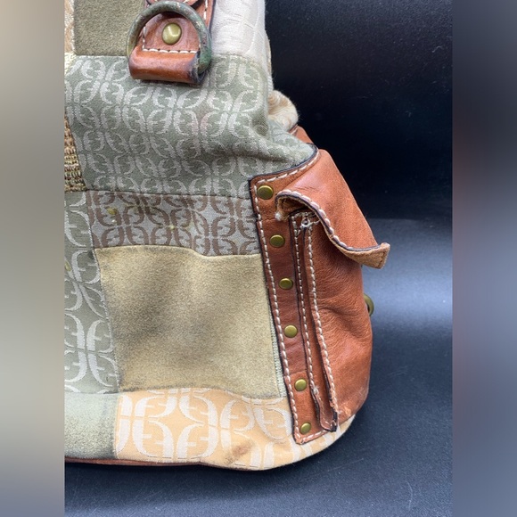 Fossil Vintage Signature Monogram Canvas/Leather Hobo Shoulder Bag - Picture 5 of 16